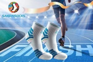 Tất Vớ chạy bộ saigonsocks trắng xanh