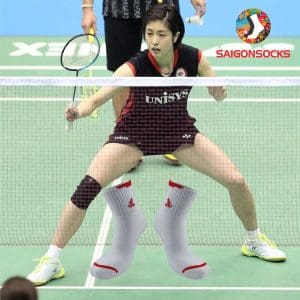 Tất Vớ Cầu Lông Nam Saigonsocks Trắng viền đỏ