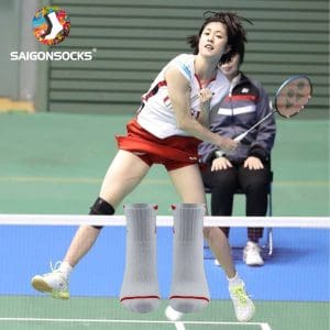 Tất Vớ Cầu Lông Nam Saigonsocks Trắng viền đỏ