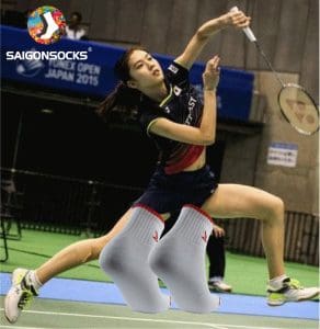 Tất Vớ Cầu Lông Nam Saigonsocks Trắng viền đỏ